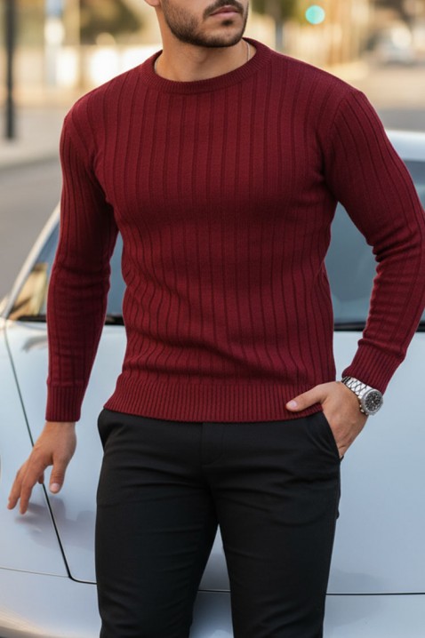 Мъжки пуловер SOMERGO BORDO, Цвят: бордо, IVET.BG - Твоят онлайн бутик.