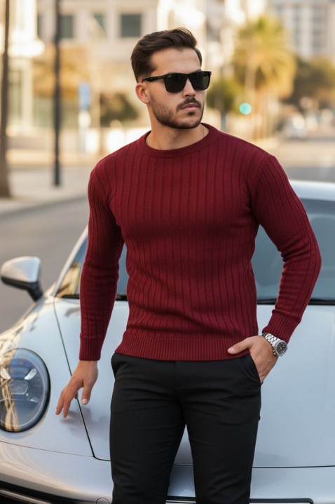 Мъжки пуловер SOMERGO BORDO, Цвят: бордо, IVET.BG - Твоят онлайн бутик.