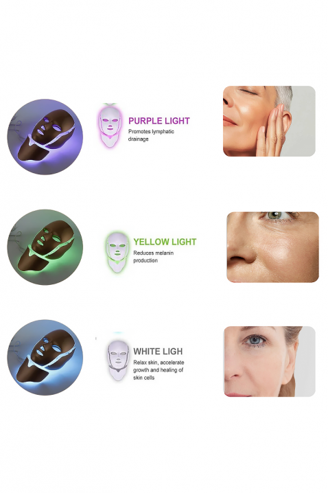 LED маска за лице GLIZORVO, Цвят: бял, IVET.BG - Твоят онлайн бутик.