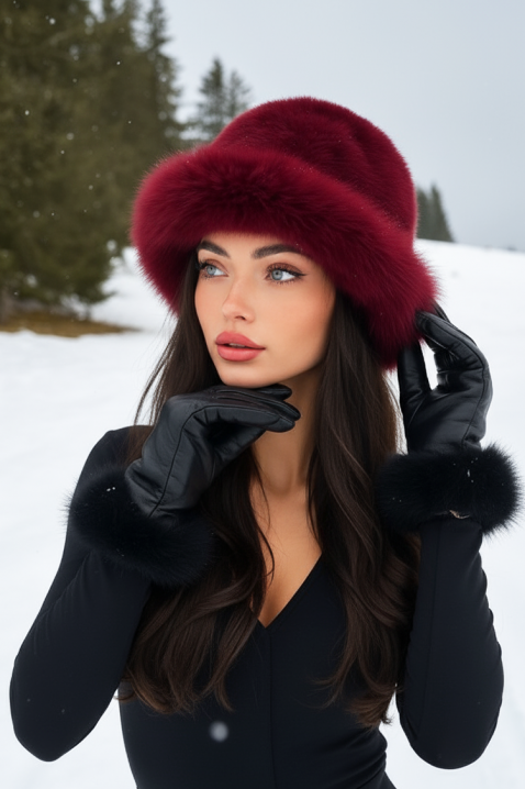 Шапка DELZONA, Цвят: бордо, IVET.BG - Твоят онлайн бутик.