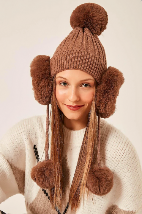 Шапка AVERSITA BROWN, Цвят: кафяв, IVET.BG - Твоят онлайн бутик.