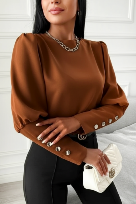 Дамска блуза MARIOVA BROWN, Цвят: кафяв, IVET.BG - Твоят онлайн бутик.