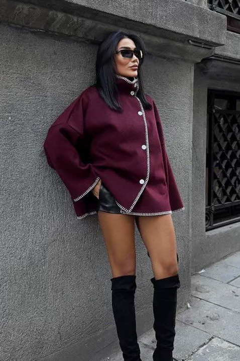 Палто TRENZORA BORDO, Цвят: бордо, IVET.BG - Твоят онлайн бутик.