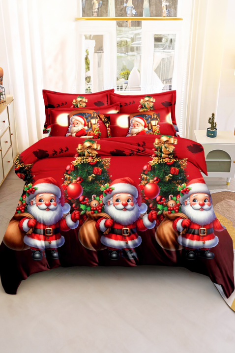 Спален комплект DERMINY 200x220 cm памук - 4 части, Цвят: червен, IVET.BG - Твоят онлайн бутик.