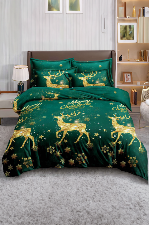 Спален комплект GRENOLY 200x220 cm памук - 4 части, Цвят: зелен, IVET.BG - Твоят онлайн бутик.