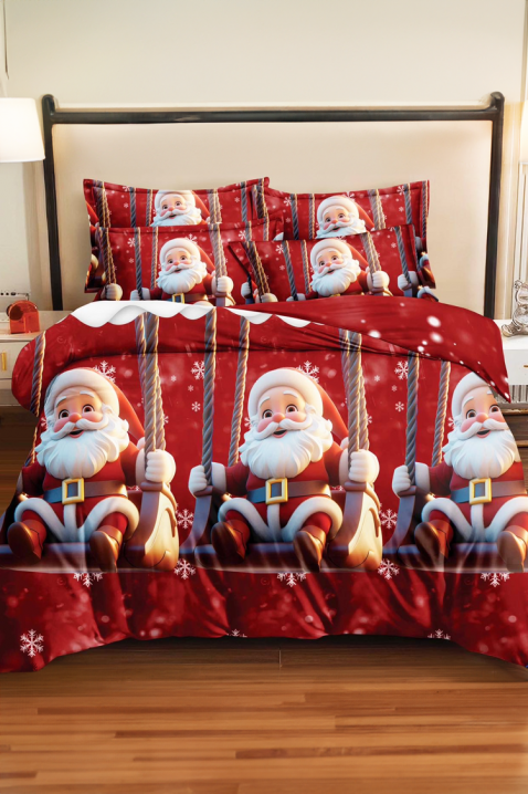 Спален комплект ORMENFY 200x220 cm памук - 4 части, Цвят: червен, IVET.BG - Твоят онлайн бутик.