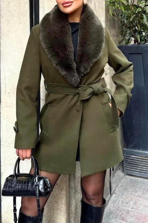 Палто DOLNEVA KHAKI, Цвят: каки, IVET.BG - Твоят онлайн бутик.
