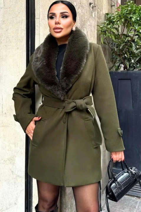Палто DOLNEVA KHAKI, Цвят: каки, IVET.BG - Твоят онлайн бутик.