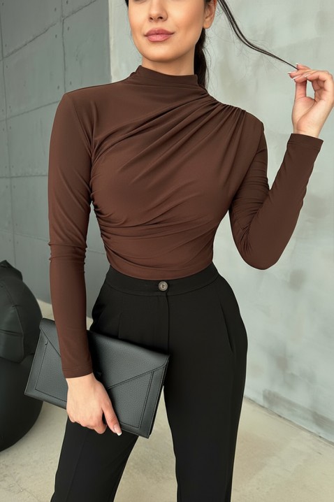 Дамска блуза KLASILZA BROWN, Цвят: черен, IVET.BG - Твоят онлайн бутик.