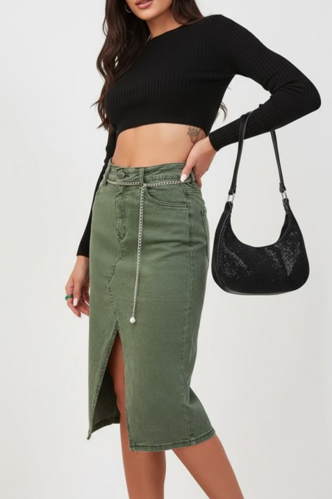 Пола MINZONA GREEN - Деним | Ivet.BG Пола MINZONA GREEN, Цвят: зелен, IVET.BG - Твоят онлайн бутик.