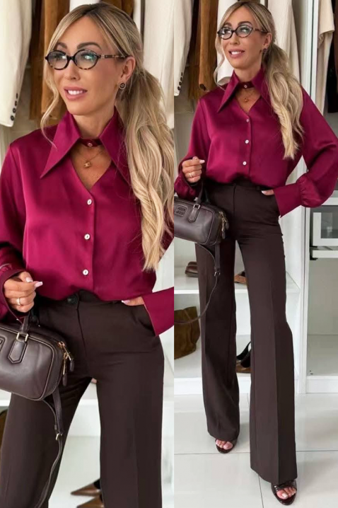 Дамска риза LILONDANA BORDO, Цвят: бордо, IVET.BG - Твоят онлайн бутик.