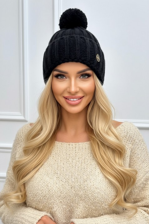 Шапка LEILONZA BLACK, Цвят: черен, IVET.BG - Твоят онлайн бутик.