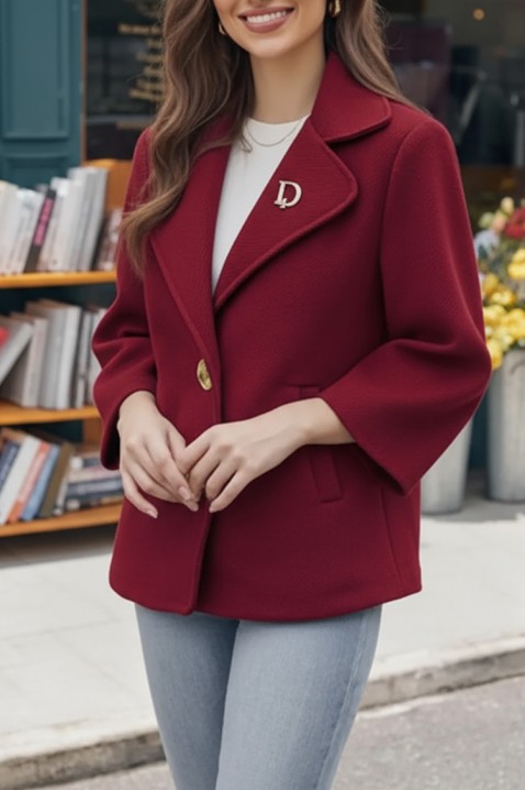 Палто ZOLTINDA BORDO, Цвят: бордо, IVET.BG - Твоят онлайн бутик.