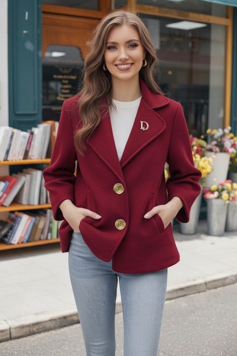 Палто ZOLTINDA BORDO, Цвят: бордо, IVET.BG - Твоят онлайн бутик.