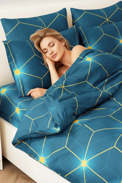 Спален комплект BRIONEFY 200x220 cm памук - 4 части, Цвят: син, IVET.BG - Твоят онлайн бутик.