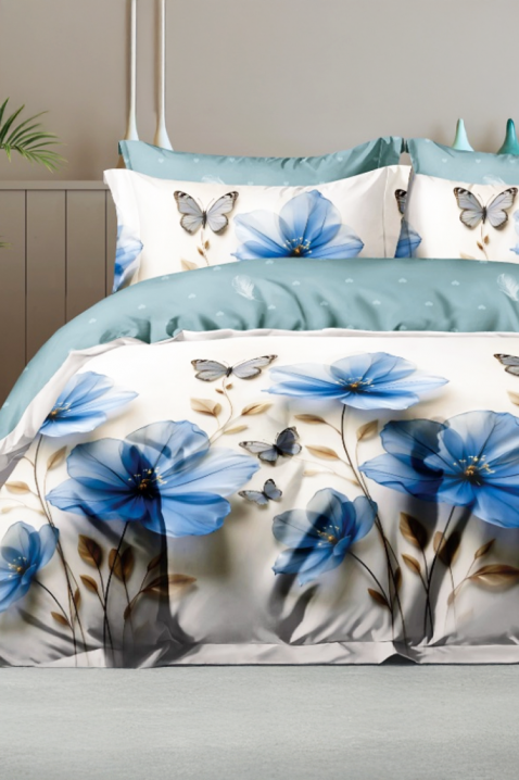 Спален комплект MIOFENY 200x220 cm памук - 4 части, Цвят: син, IVET.BG - Твоят онлайн бутик.