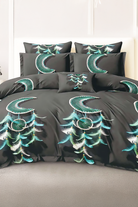 Спален комплект ZORBENY 200x220 cm памук - 4 части, Цвят: графит, IVET.BG - Твоят онлайн бутик.