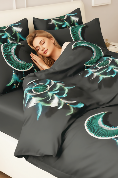 Спален комплект ZORBENY 200x220 cm памук - 4 части, Цвят: графит, IVET.BG - Твоят онлайн бутик.