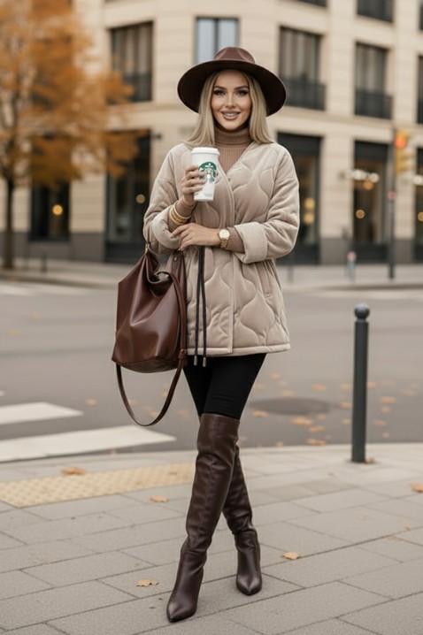 Палто FESOLGA BEIGE, Цвят: беж, IVET.BG - Твоят онлайн бутик.