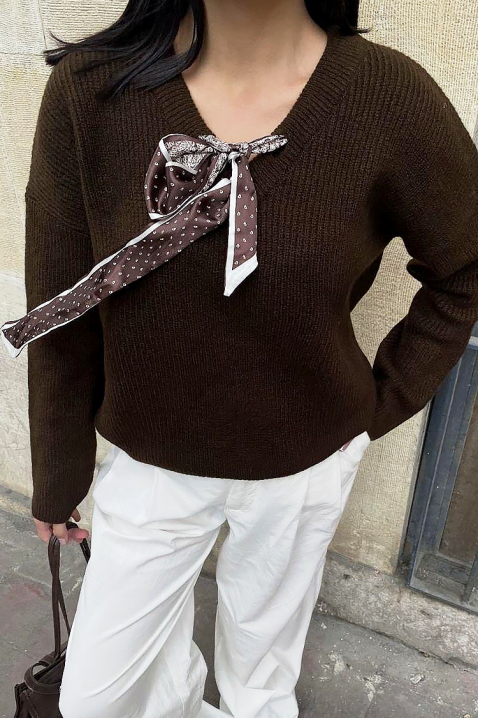 Пуловер SHARLINTA BROWN, Цвят: кафяв, IVET.BG - Твоят онлайн бутик.