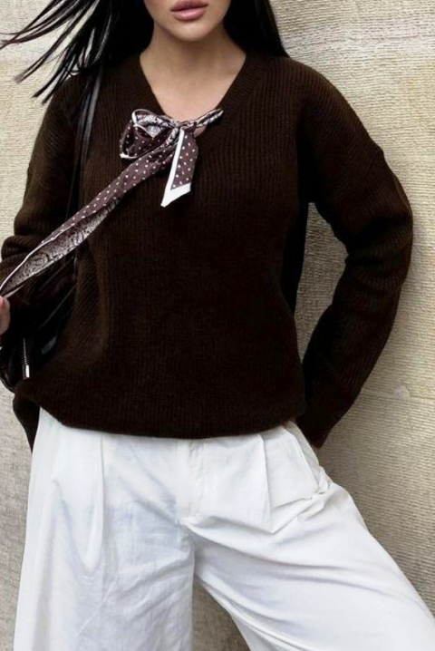 Пуловер SHARLINTA BROWN, Цвят: кафяв, IVET.BG - Твоят онлайн бутик.