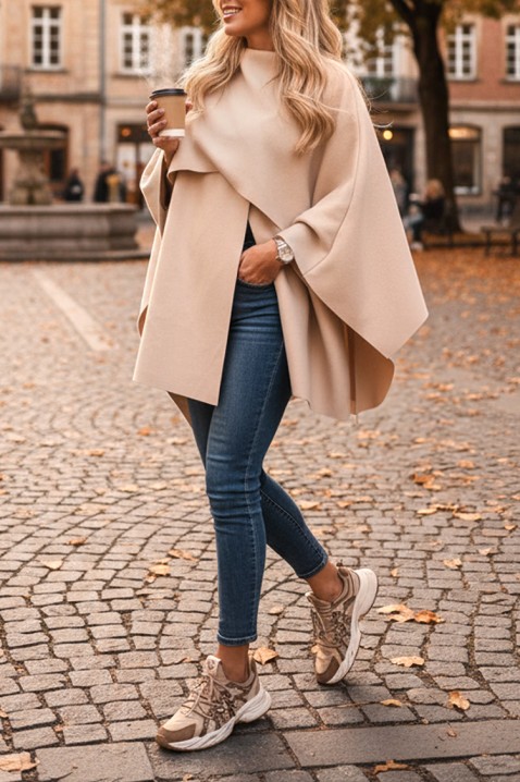 Палто POKRINZA ECRU, Цвят: екрю, IVET.BG - Твоят онлайн бутик.