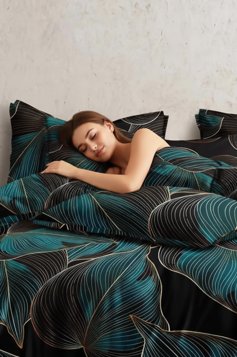 Спален комплект FIOGELDY 200x220 cm памук - 4 части, Цвят: черен, IVET.BG - Твоят онлайн бутик.