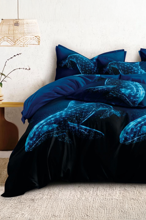 Спален комплект MOLNEFY 160x200 cm памук - 4 части, Цвят: тъмносин, IVET.BG - Твоят онлайн бутик.