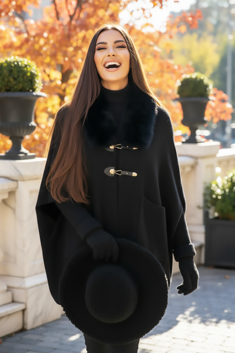 Палто AMOLGINA BLACK, Цвят: черен, IVET.BG - Твоят онлайн бутик.