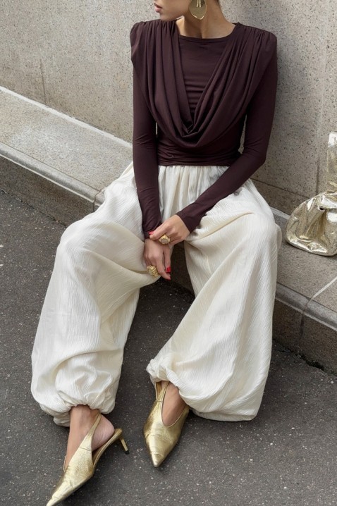 Дамска блуза JACKSONA BROWN, Цвят: кафяв, IVET.BG - Твоят онлайн бутик.