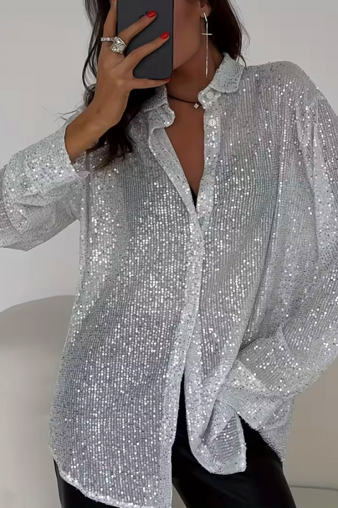 Дамска риза LANVELDA SILVER, Цвят: сребърен, IVET.BG - Твоят онлайн бутик.