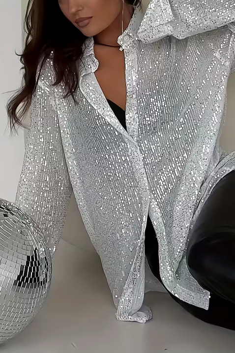 Дамска риза LANVELDA SILVER, Цвят: сребърен, IVET.BG - Твоят онлайн бутик.