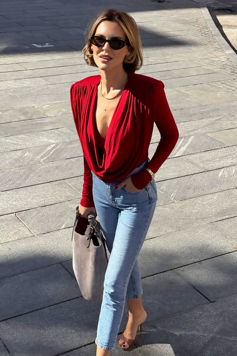 Дамска блуза SEKLONDA RED, Цвят: червен, IVET.BG - Твоят онлайн бутик.