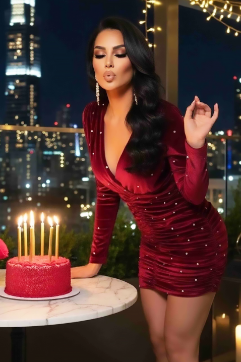 Рокля TREVOLDA BRODO, Цвят: бордо, IVET.BG - Твоят онлайн бутик.