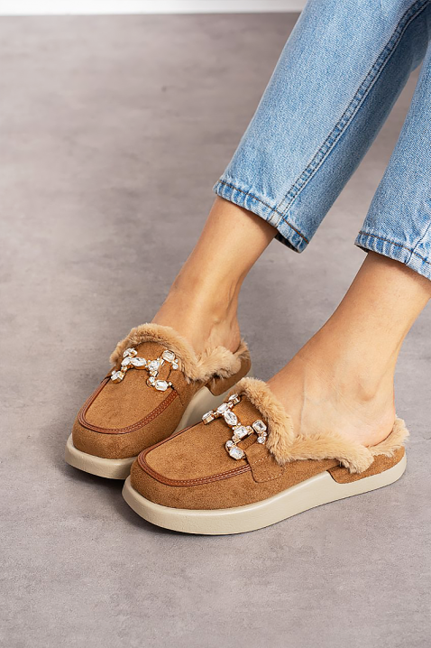 Дамски пантофи KARMINSA CAMEL, Цвят: светлокафяв, IVET.BG - Твоят онлайн бутик.