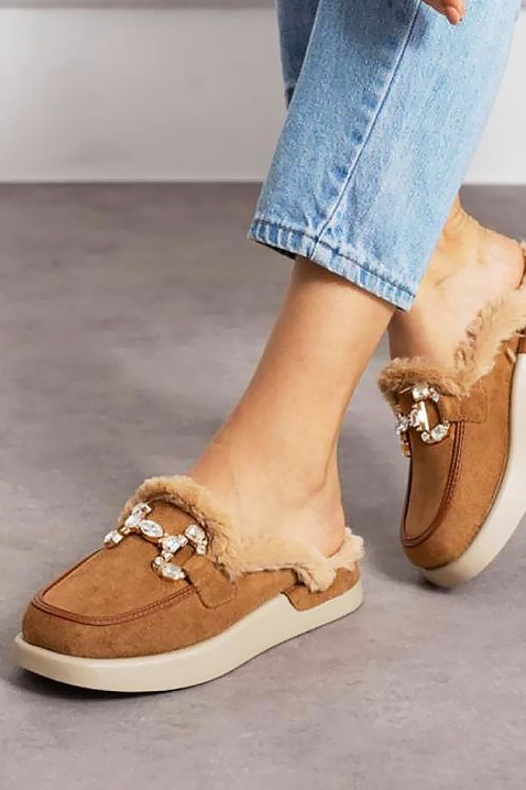 Дамски пантофи KARMINSA CAMEL, Цвят: светлокафяв, IVET.BG - Твоят онлайн бутик.