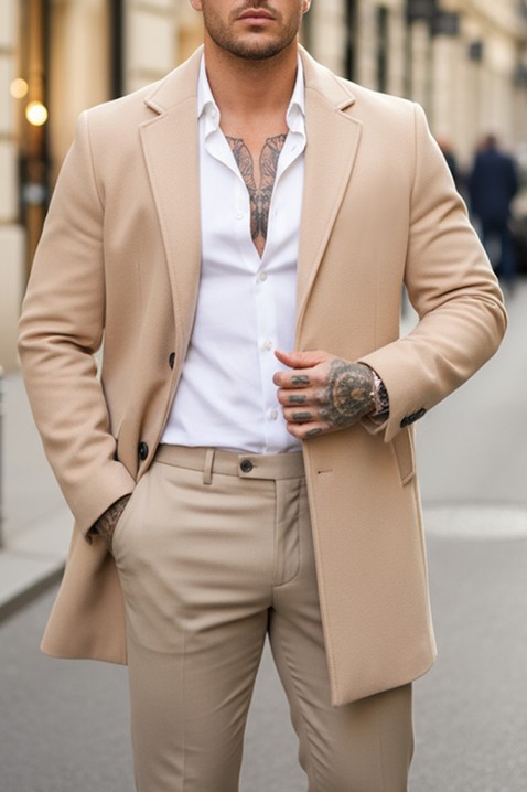 Мъжко палто DERKEDO BEIGE, Цвят: беж, IVET.BG - Твоят онлайн бутик.