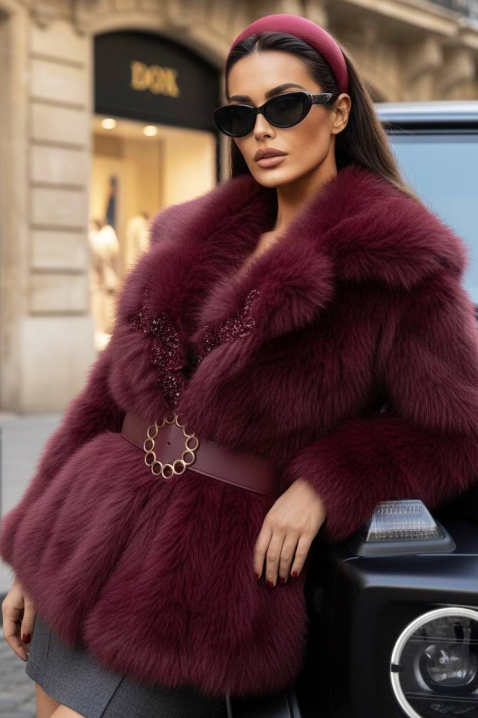 Палто MEMELONDA BORDO, Цвят: бордо, IVET.BG - Твоят онлайн бутик.