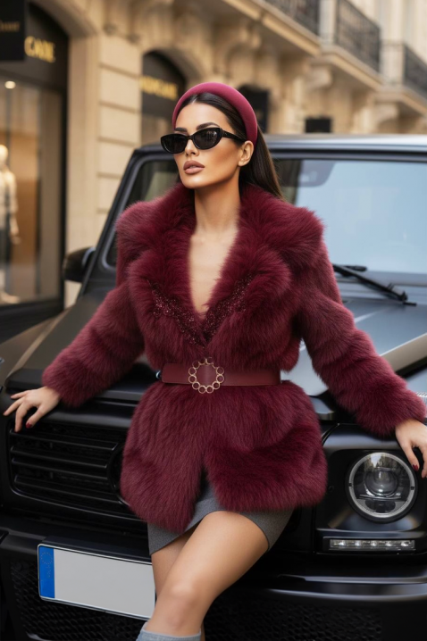 Палто MEMELONDA BORDO, Цвят: бордо, IVET.BG - Твоят онлайн бутик.