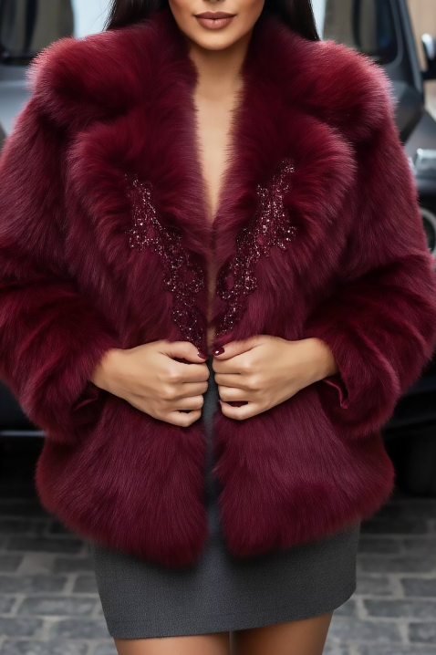 Палто MEMELONDA BORDO, Цвят: бордо, IVET.BG - Твоят онлайн бутик.