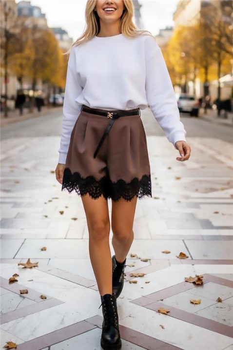 Къси панталонки BELVENDA BROWN, Цвят: кафяв, IVET.BG - Твоят онлайн бутик.