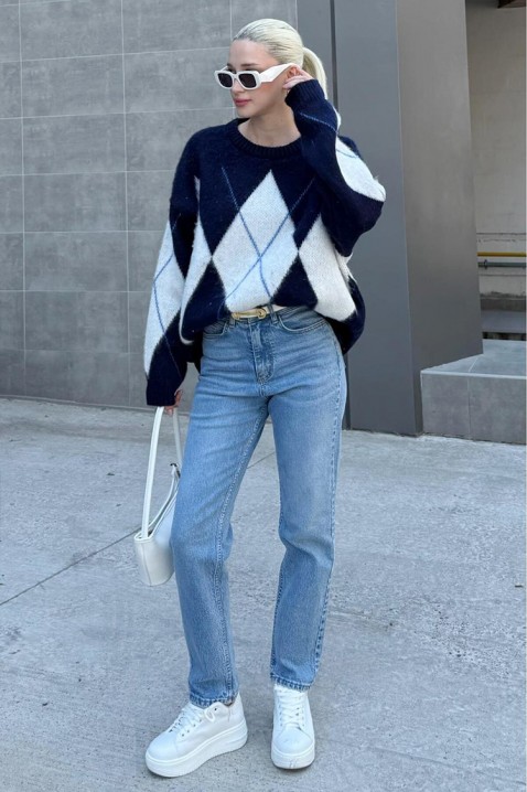 Пуловер KRIOFEGA NAVY, Цвят: тъмносин, IVET.BG - Твоят онлайн бутик.