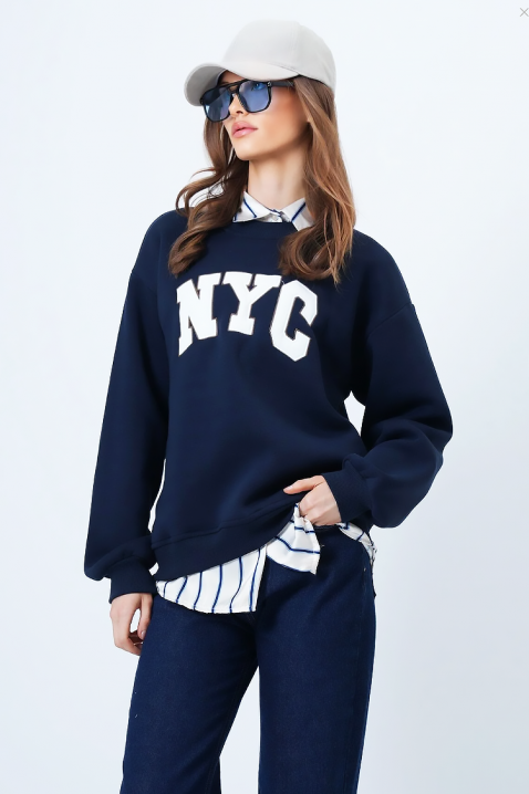 Дамска блуза NEVRILDA NAVY, Цвят: тъмносин, IVET.BG - Твоят онлайн бутик.