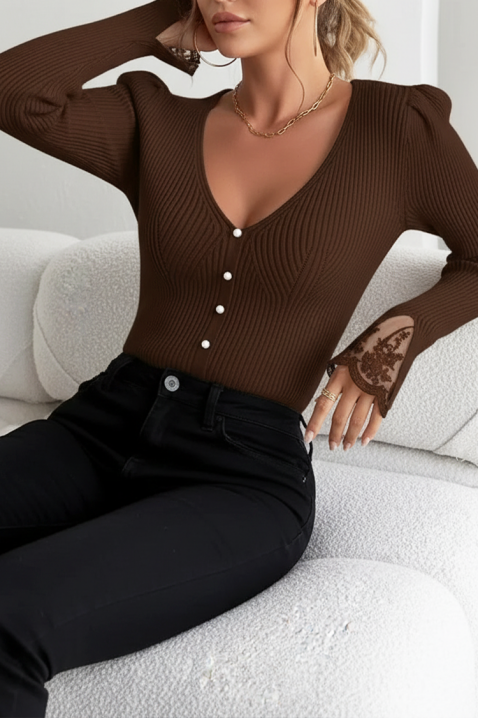 Дамска блуза ZLOVELDA BROWN, Цвят: кафяв, IVET.BG - Твоят онлайн бутик.