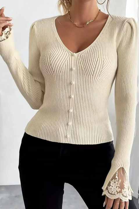 Дамска блуза ZLOVELDA ECRU, Цвят: екрю, IVET.BG - Твоят онлайн бутик.