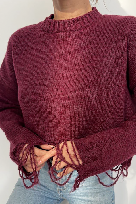 Пуловер NEVRINZA BRODO, Цвят: бордо, IVET.BG - Твоят онлайн бутик.