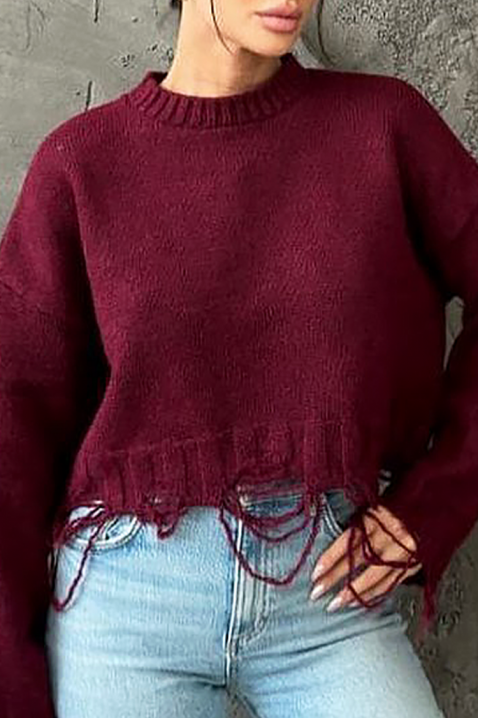 Пуловер NEVRINZA BRODO, Цвят: бордо, IVET.BG - Твоят онлайн бутик.