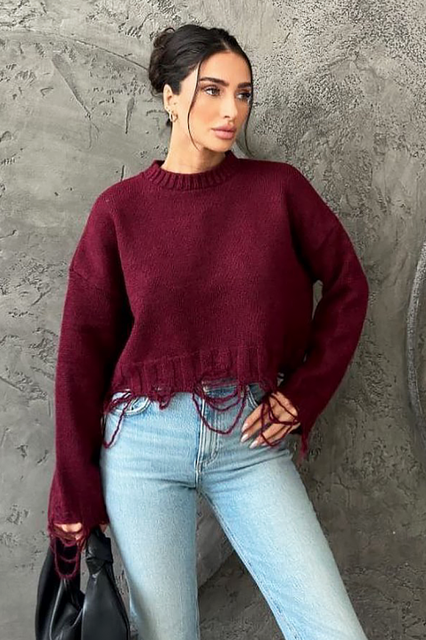 Пуловер NEVRINZA BRODO, Цвят: бордо, IVET.BG - Твоят онлайн бутик.