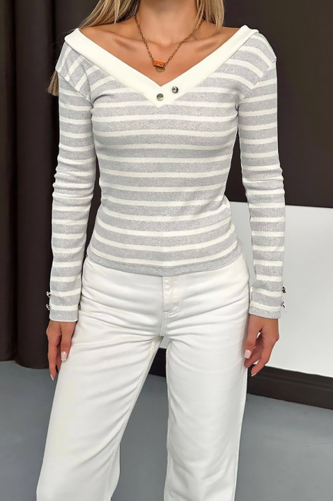 Дамска блуза FLEONZA GREY, Цвят: сив, IVET.BG - Твоят онлайн бутик.