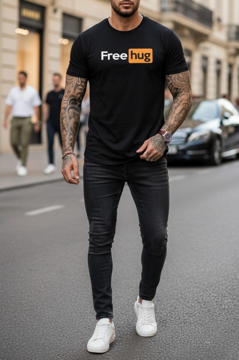 Мъжка тениска JEMFOLO, Цвят: черен, IVET.BG - Твоят онлайн бутик.